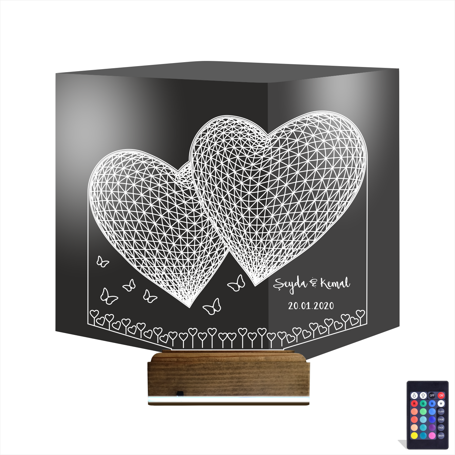 Сердца с Именами — 3D LED Ночник | Романтический подарок