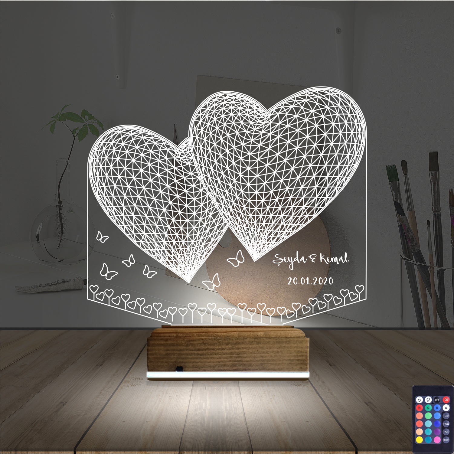 Сердца с Именами — 3D LED Ночник | Романтический подарок