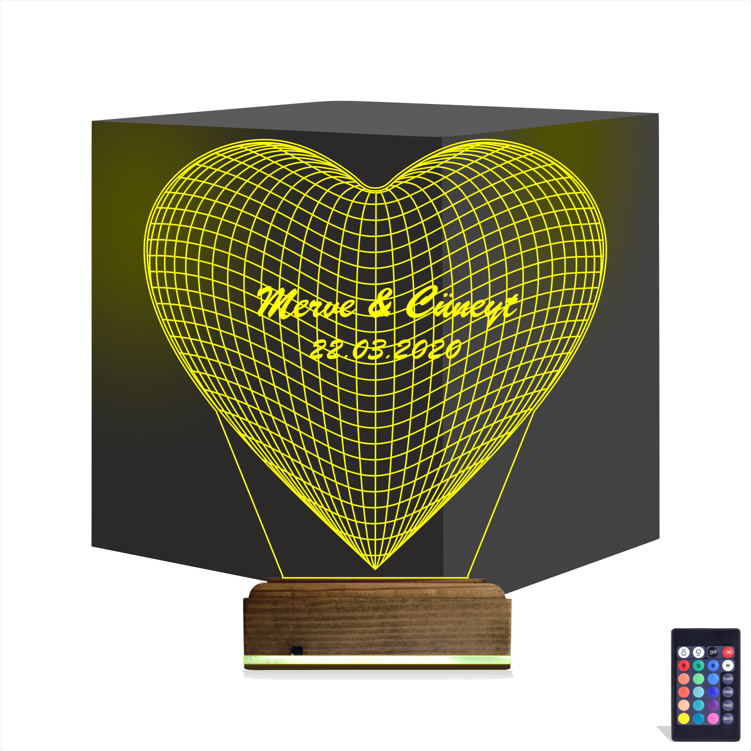 Сердце с именами — 3D LED Ночник | Романтический подарок