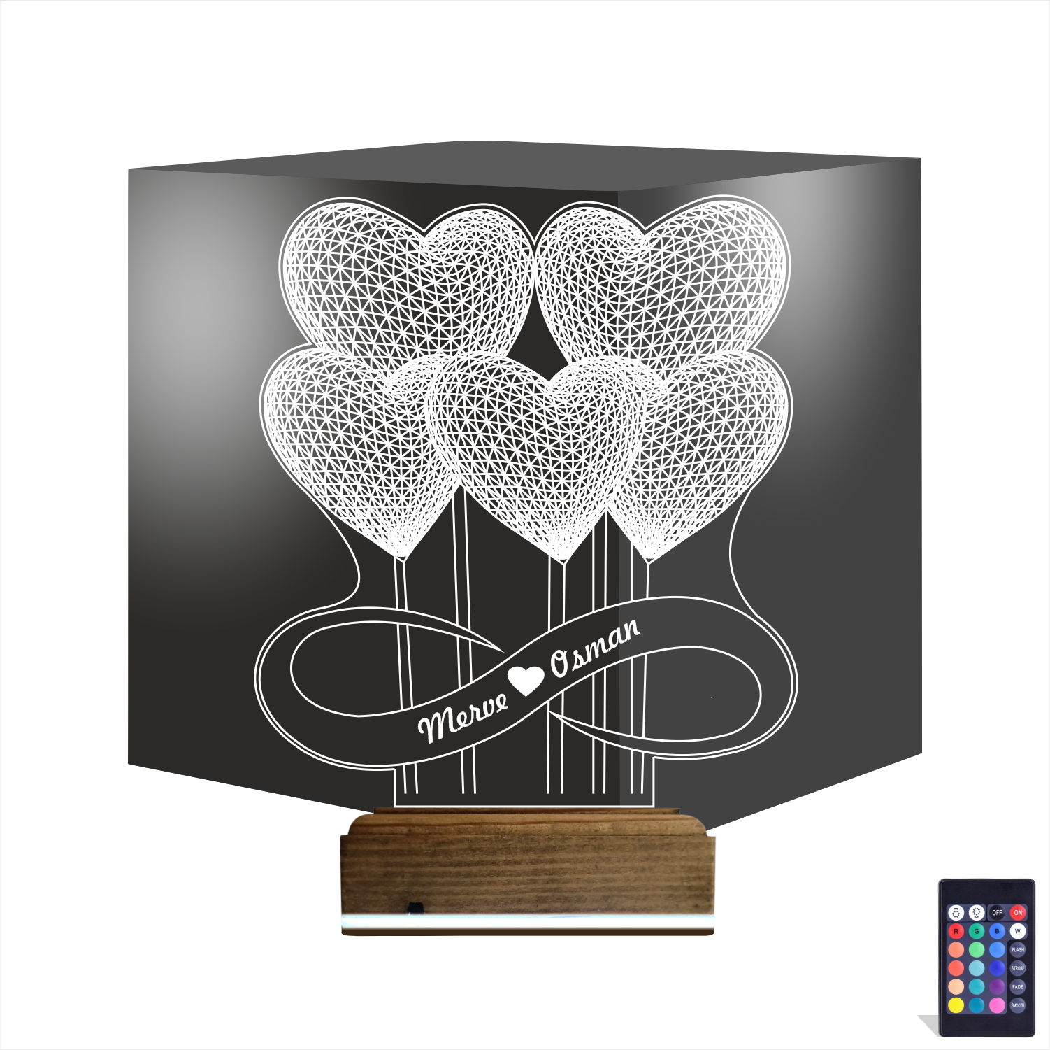 Сердца и Бесконечность — 3D LED Ночник | Подарок паре