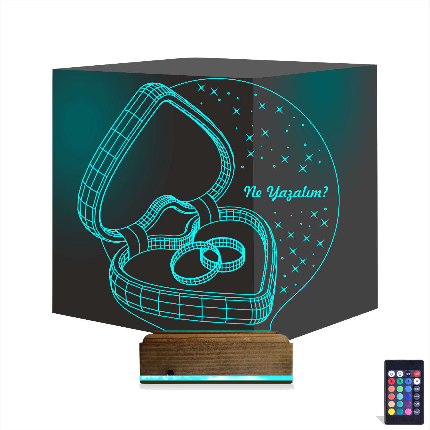 Кольца в шкатулке-сердце — 3D LED Ночник | Подарок на свадьбу