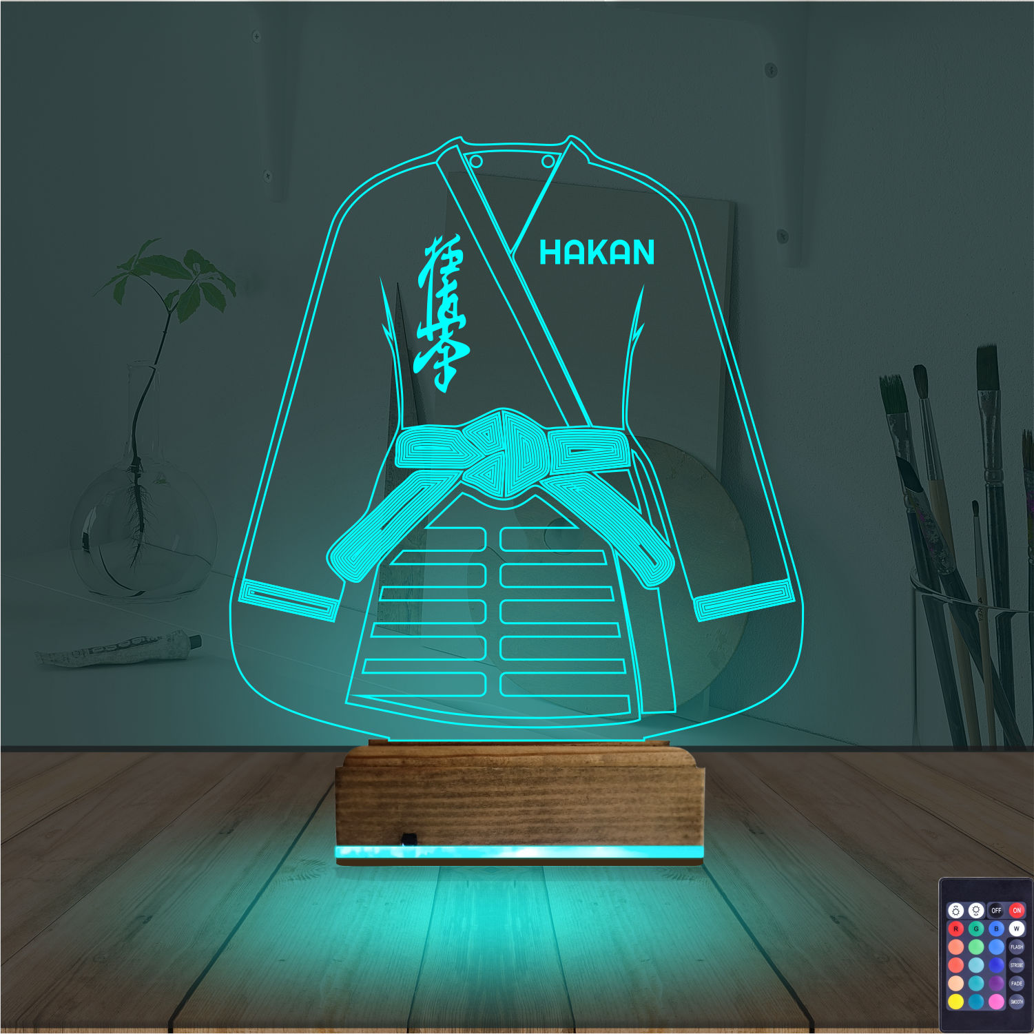 Подарок мужчине: самурай в кимоно 3d светильник 2