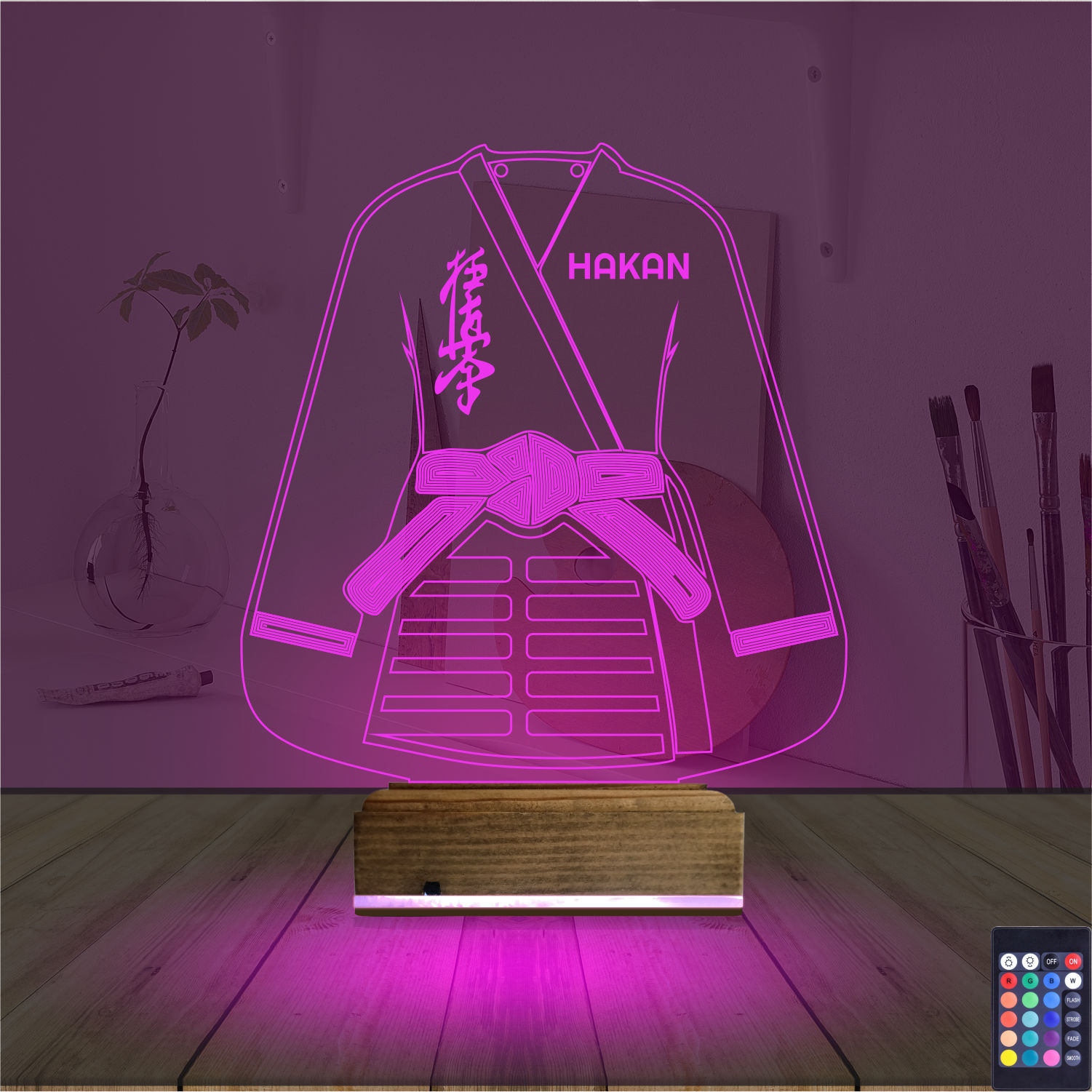 Подарок мужчине: самурай в кимоно 3d светильник 3