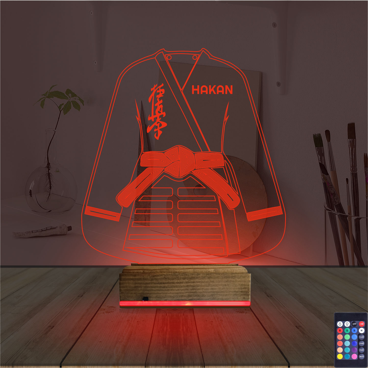 Подарок мужчине: самурай в кимоно 3d светильник 6