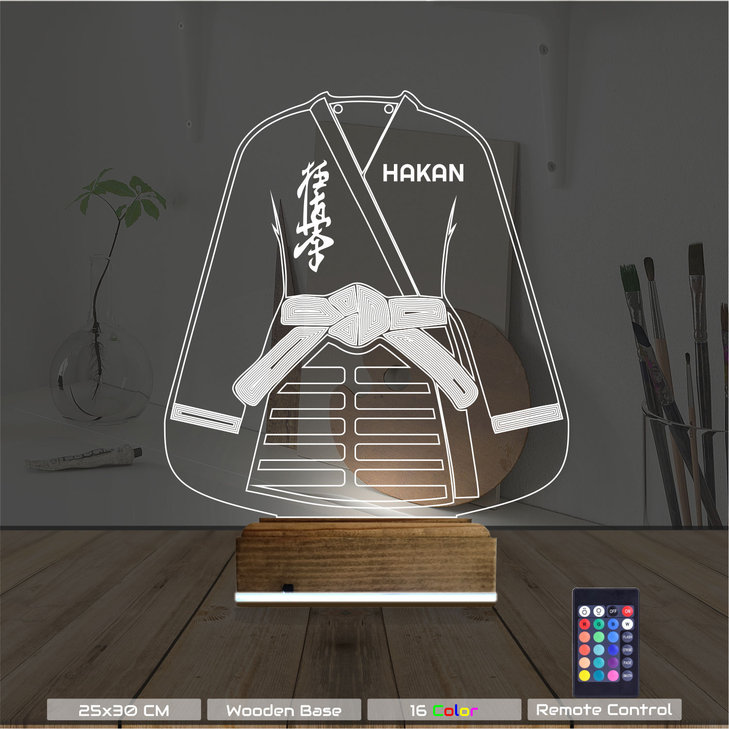 Подарок мужчине: самурай в кимоно 3d светильник 7