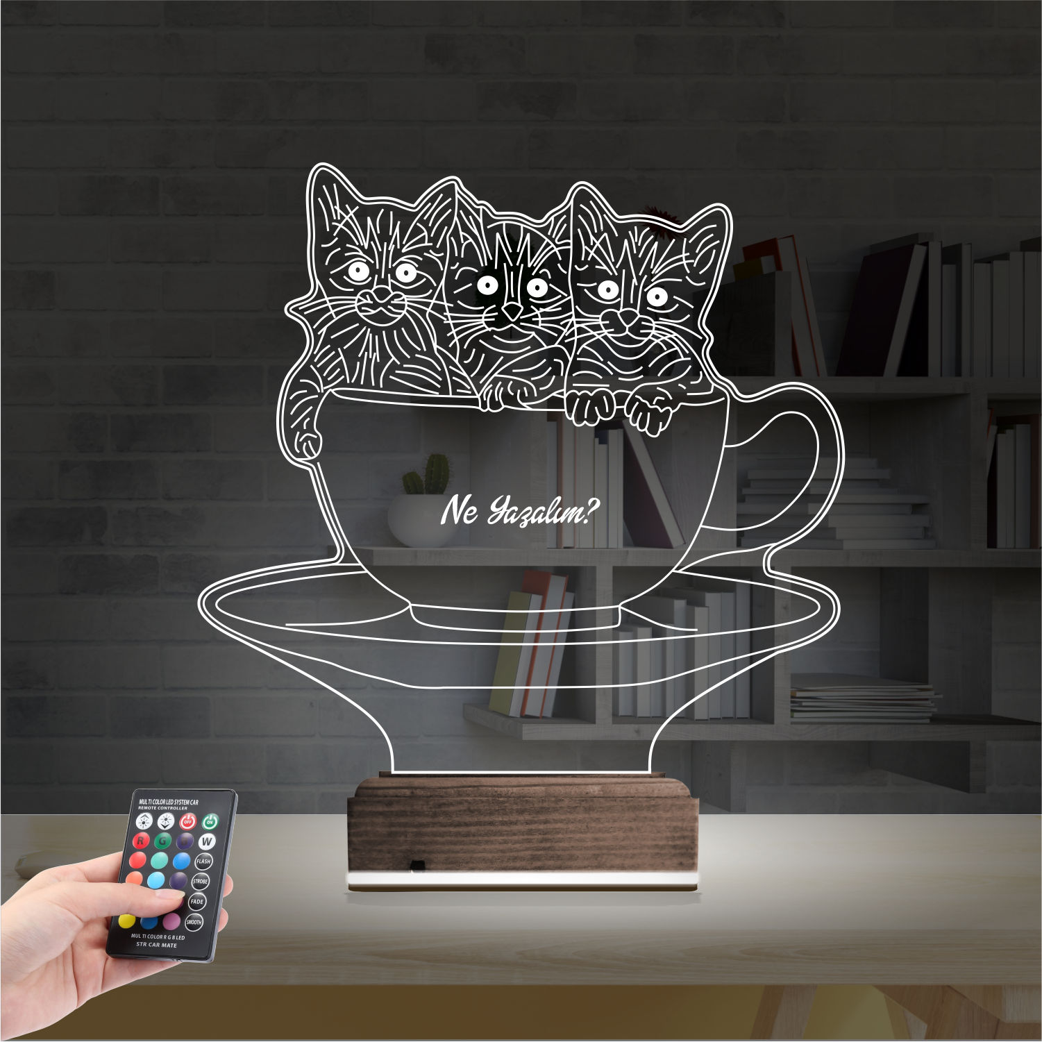 Котята в чашке — 3D LED Ночник | Подарок детям и любимым