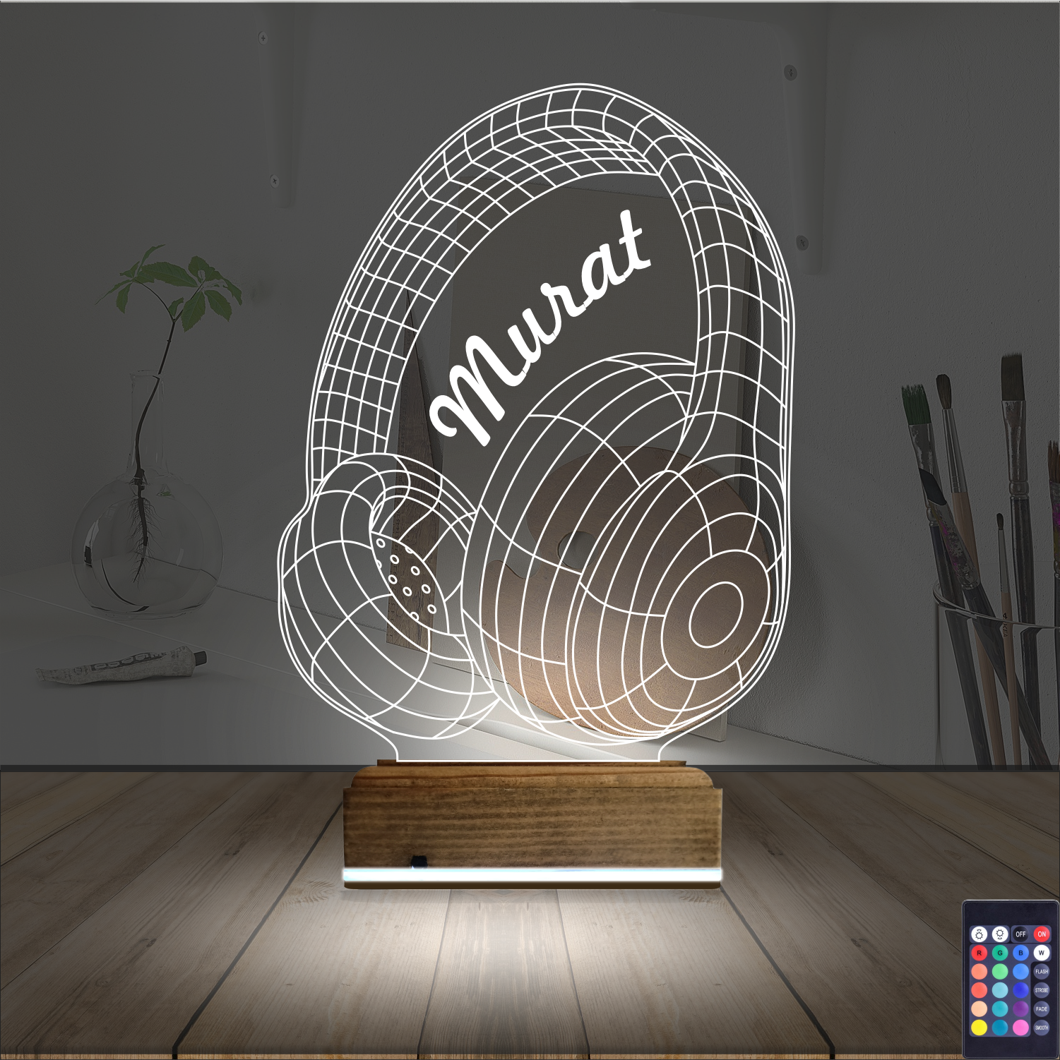 Наушники с именем — 3D LED Ночник | Подарок меломану