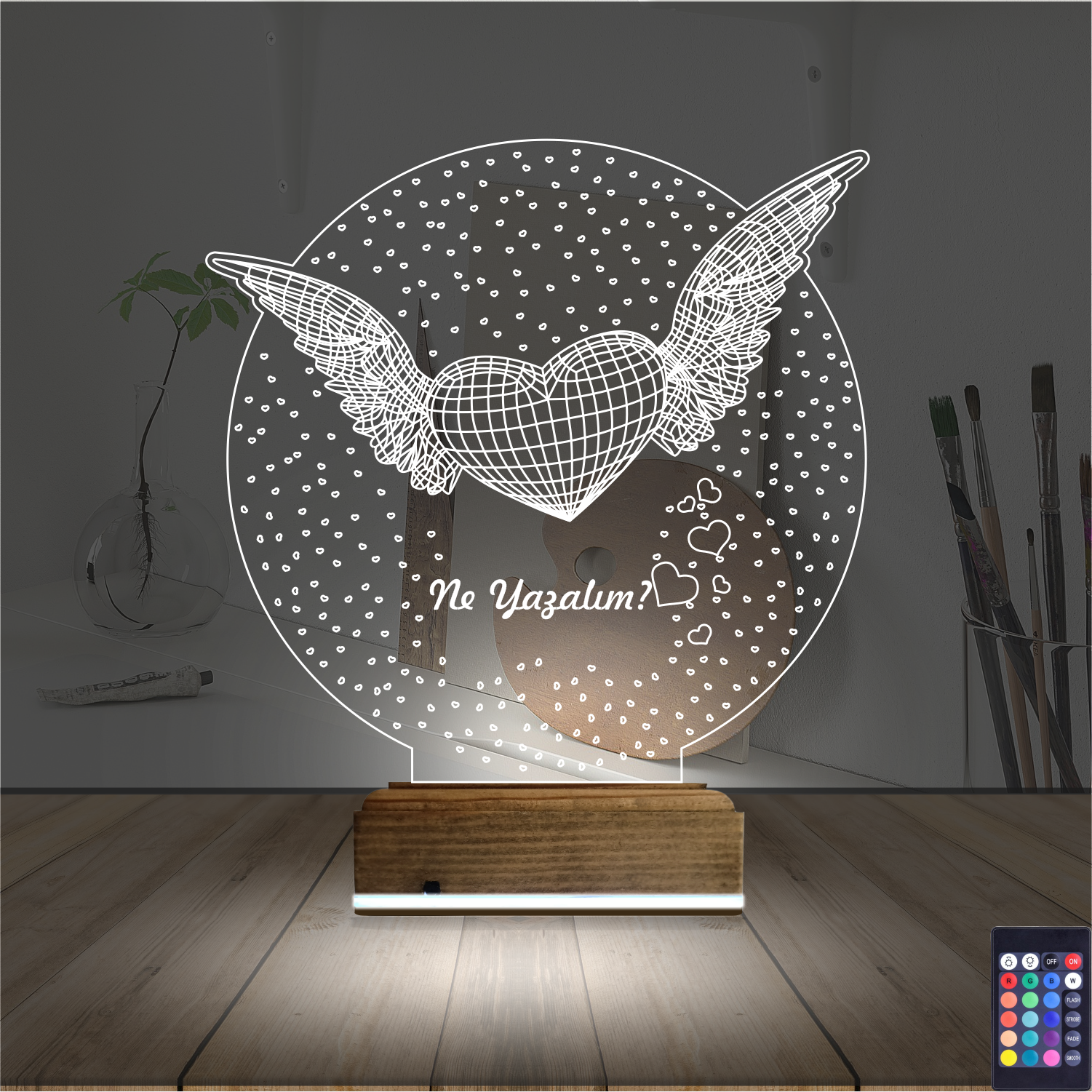 Сердце с крыльями — 3D LED Ночник | Романтический подарок