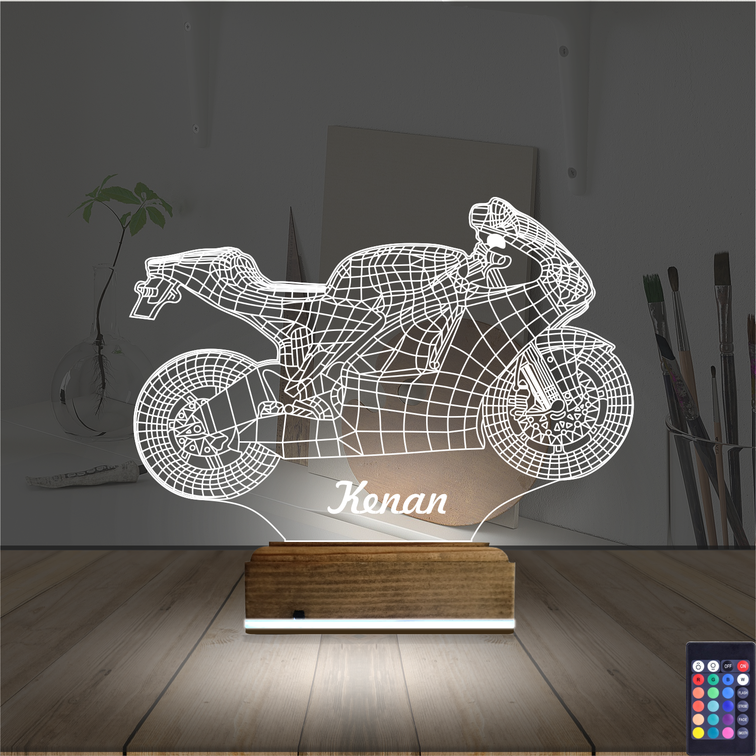 Мотоцикл — 3D LED Ночник | Именной подарок мужчине