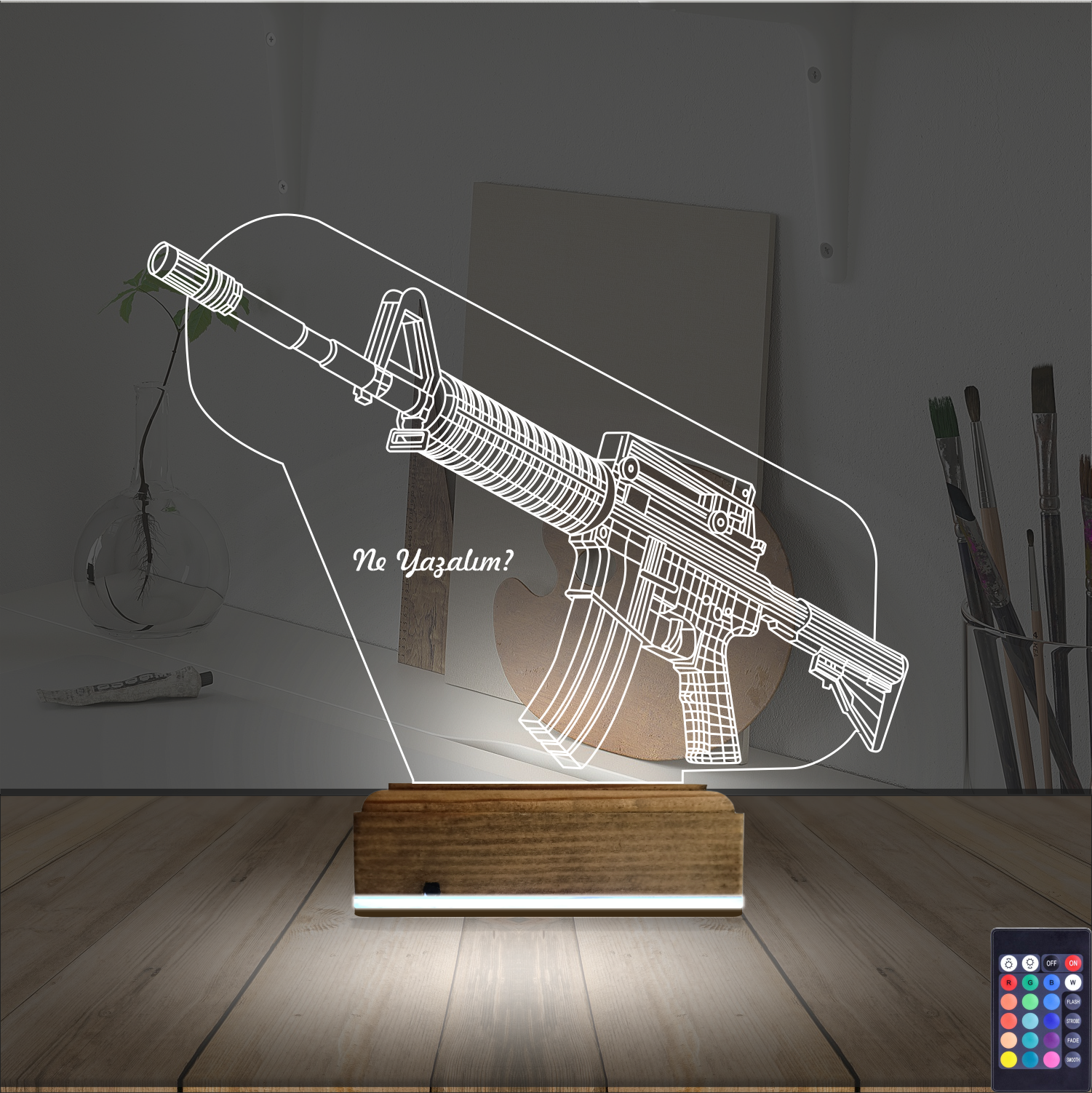 Автомат M4 — 3D LED Ночник | Подарок мужчине