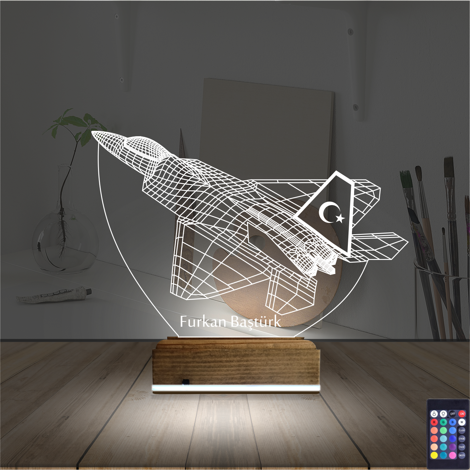 Истребитель — 3D LED Ночник | Именной подарок мужчине