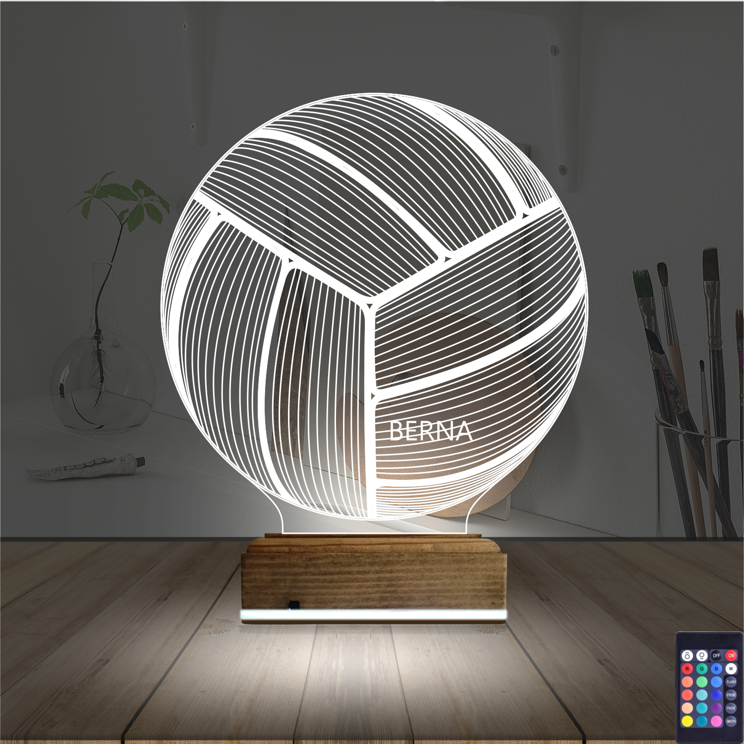 Волейбольный мяч с именем — 3D LED Ночник | Подарок спортсмену