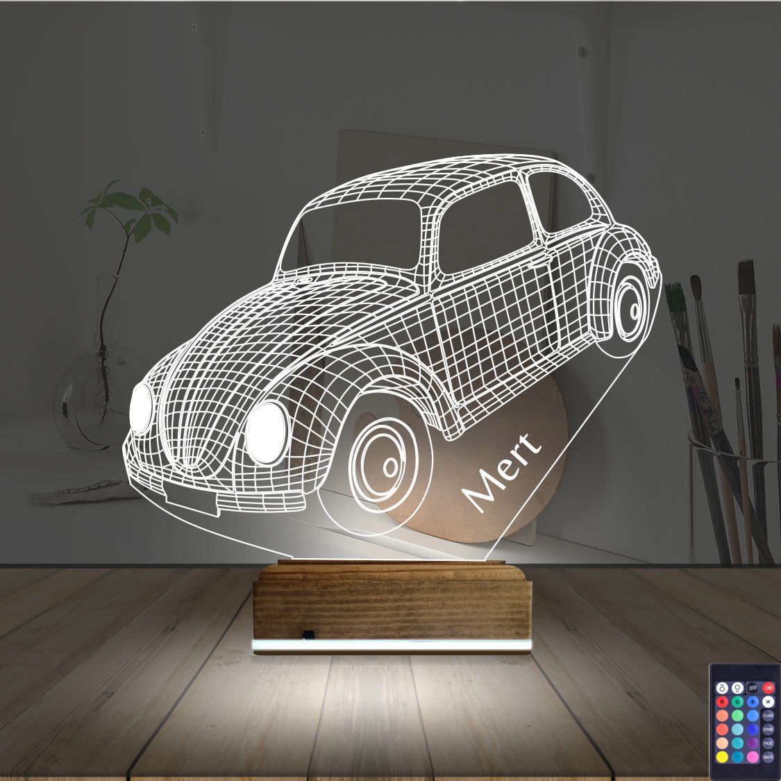 Фольксваген Жук — 3D LED Ночник | Именной подарок