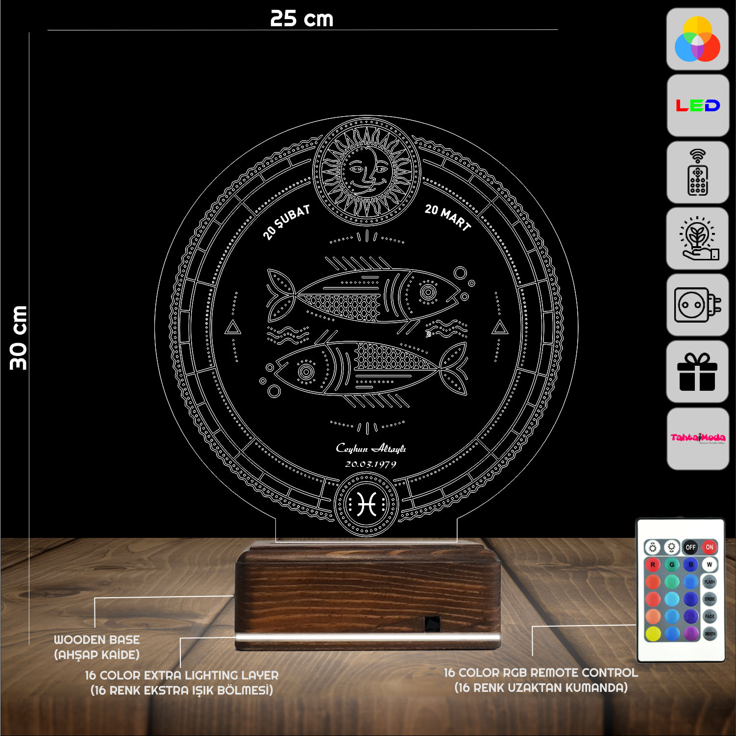 Рыбы — 3D LED Ночник | Персонализированный подарок по гороскопу