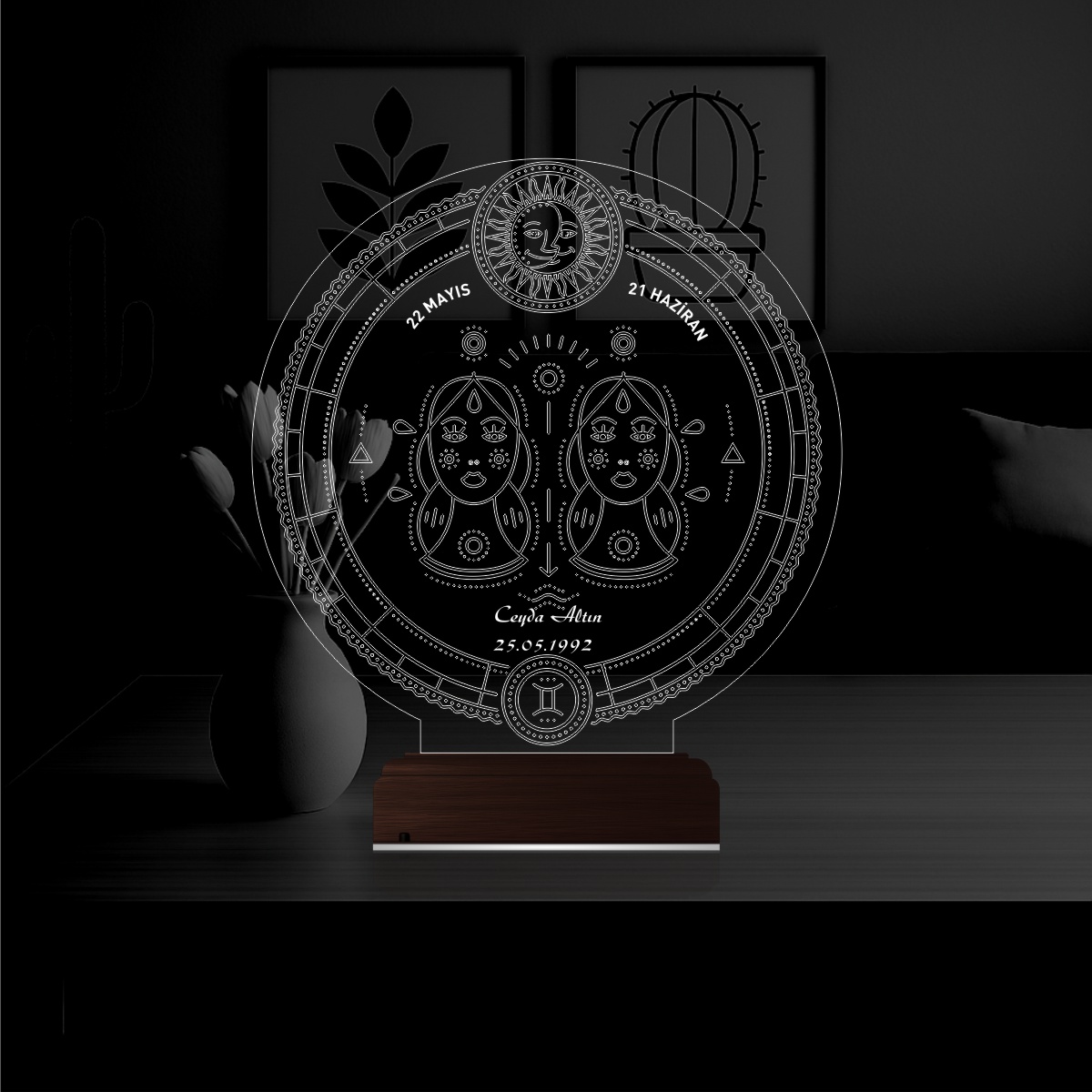 Близнецы — 3D LED Ночник | Именной подарок со знаком зодиака