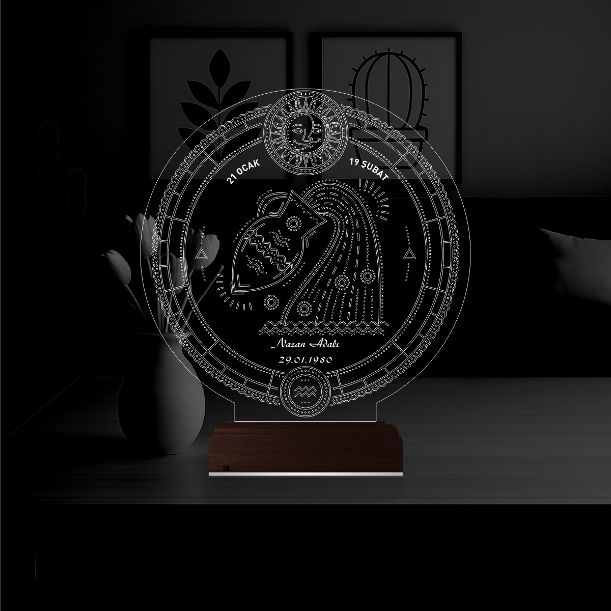 Водолей — 3D LED Ночник | Именной подарок по знаку зодиака