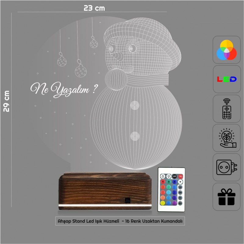 Снеговик — 3D LED Ночник | Подарок на Новый год