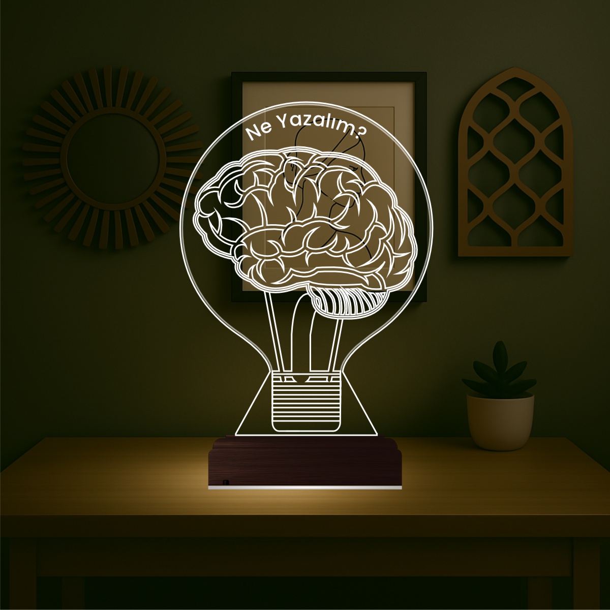 Лампа Мозг 3D Ночник с Гравировкой