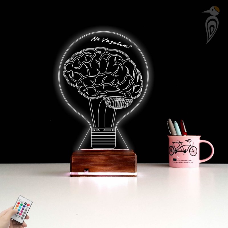Лампа Мозг 3D Ночник с Гравировкой