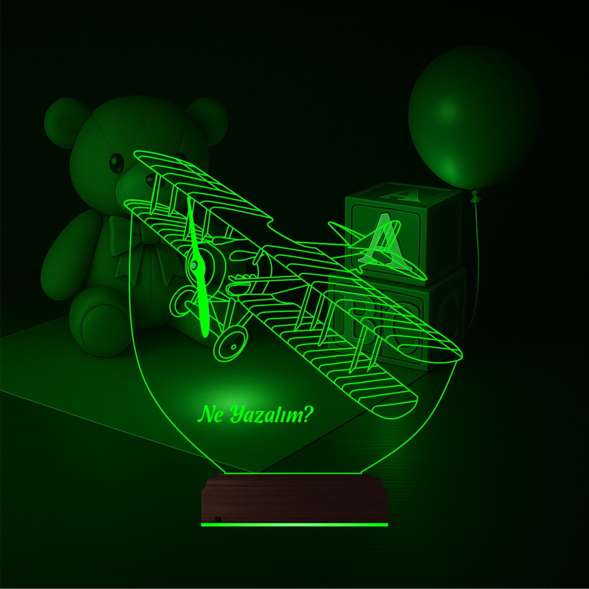 Самолет Биплан — 3D LED Ночник | Подарок ребенку