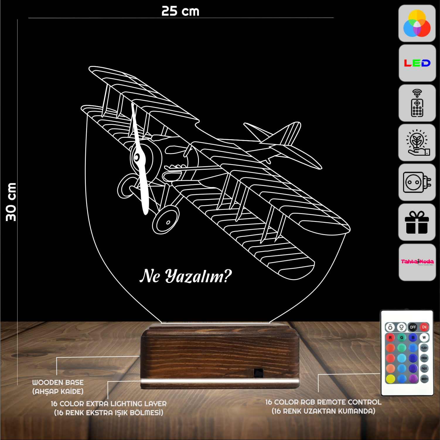 Самолет Биплан — 3D LED Ночник | Подарок ребенку
