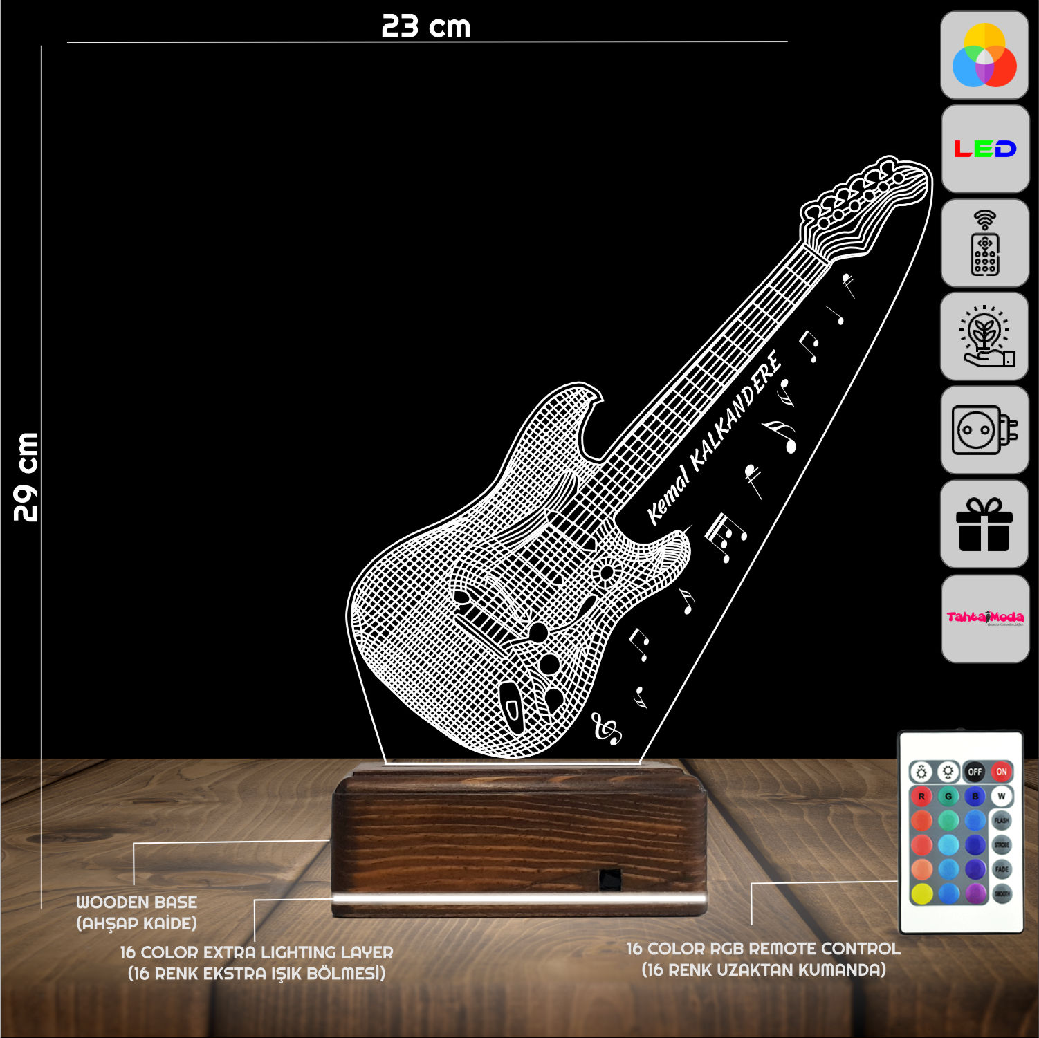 Электрогитара — 3D LED Ночник | Именной подарок музыканту