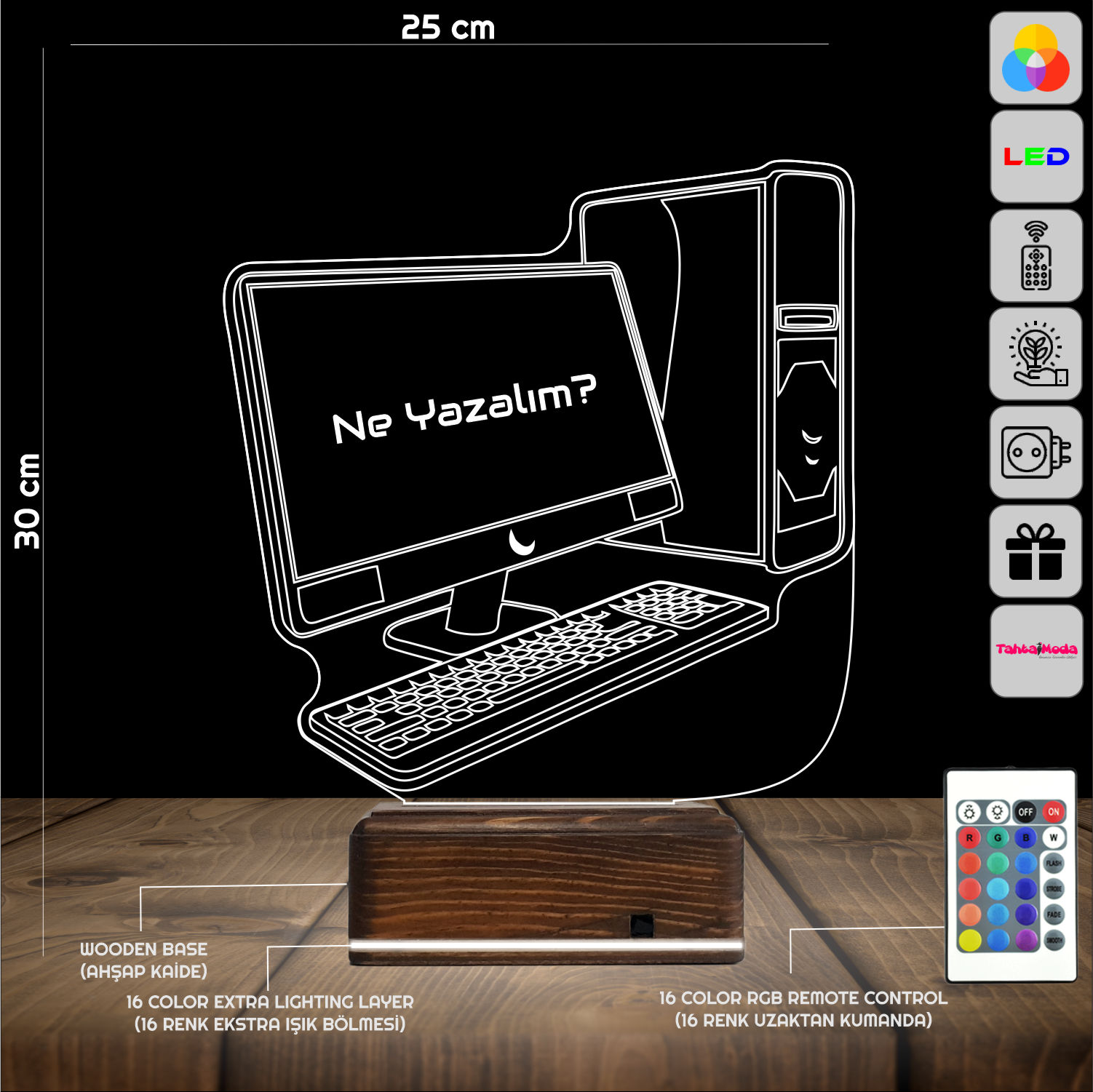 Компьютер — 3D LED Ночник | Подарок геймеру и программисту