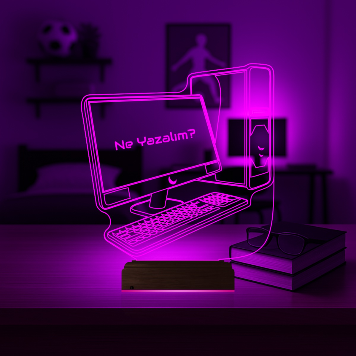 Подарок геймеру: игровой компьютер 3d светильник 3