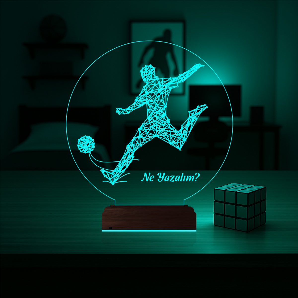 Подарок мужчине: футболист перед ударом 3d светильник 2