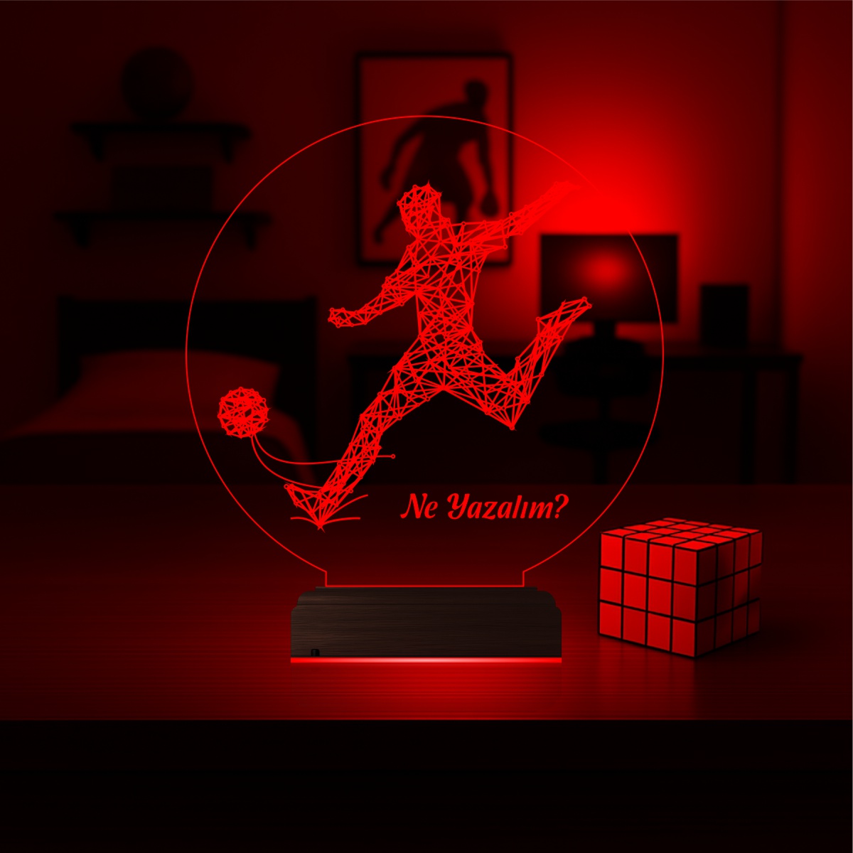 Подарок мужчине: футболист перед ударом 3d светильник 5