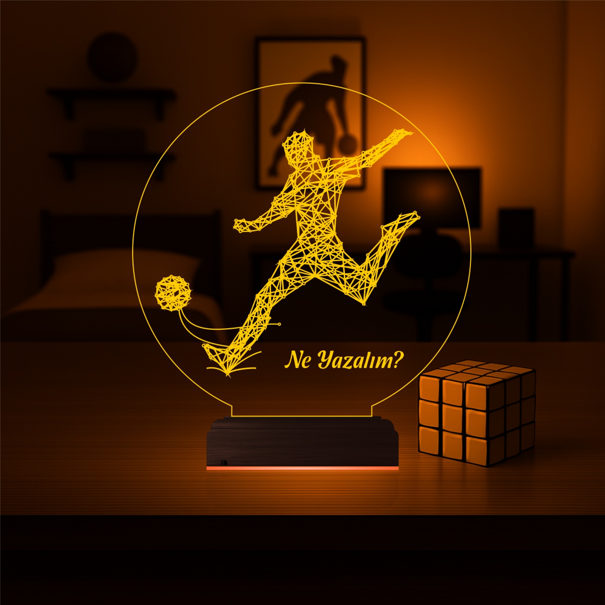 Подарок мужчине: футболист перед ударом 3d светильник 6