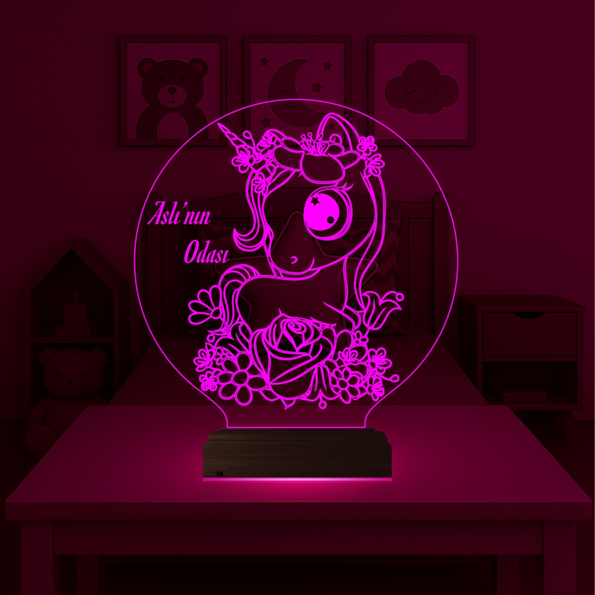 Единорог — 3D LED Ночник | Именной подарок девочке