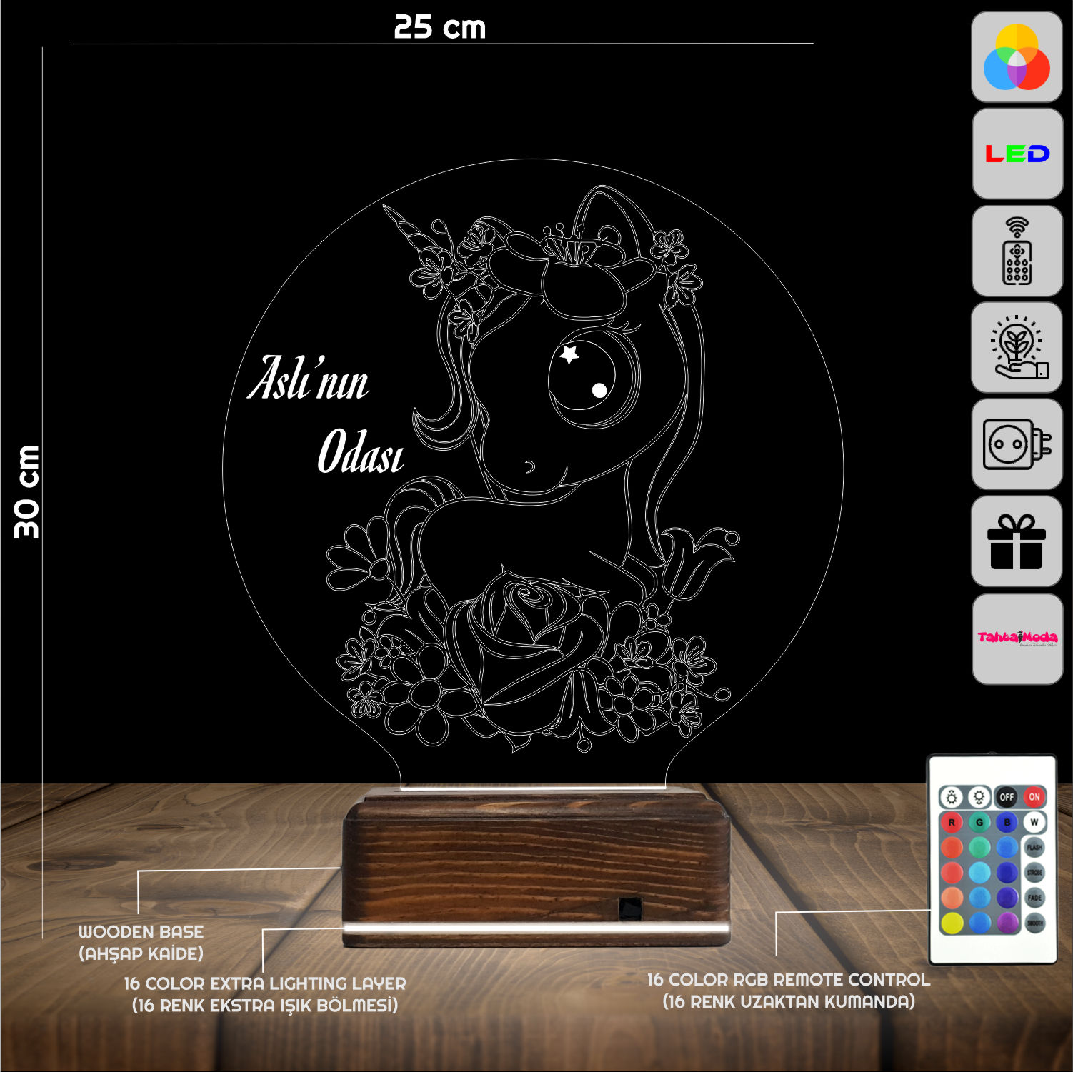 Единорог — 3D LED Ночник | Именной подарок девочке