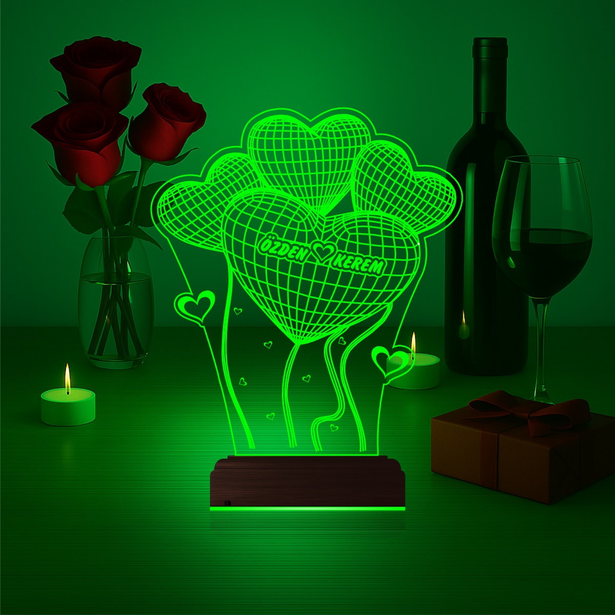 Сердца с именами — 3D LED Ночник | Романтический подарок