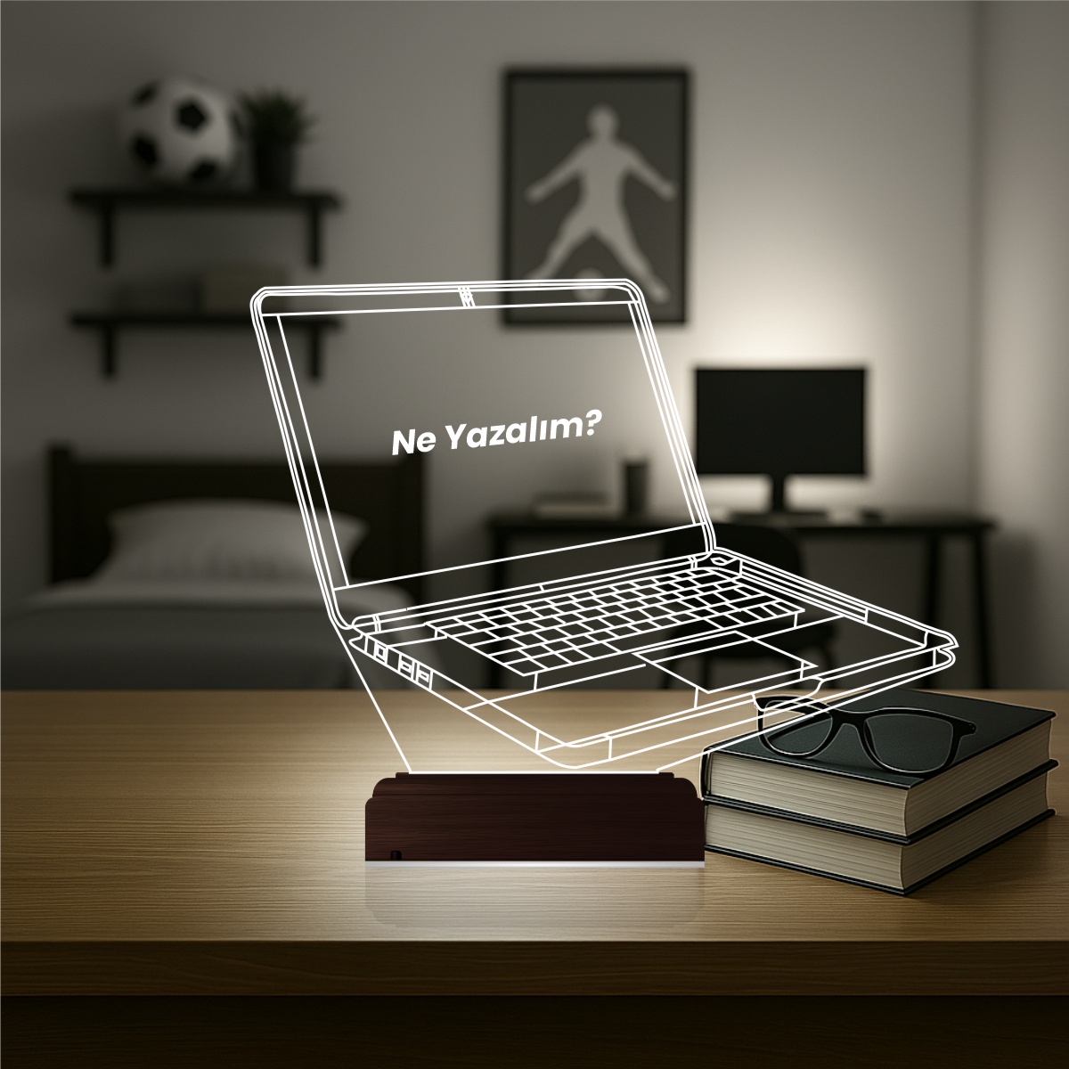Ноутбук — 3D LED Ночник | Именной подарок программисту