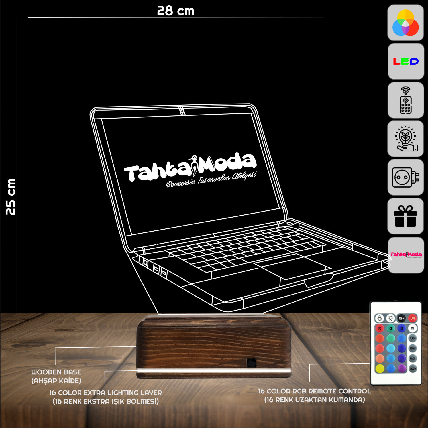 Ноутбук — 3D LED Ночник | Именной подарок программисту