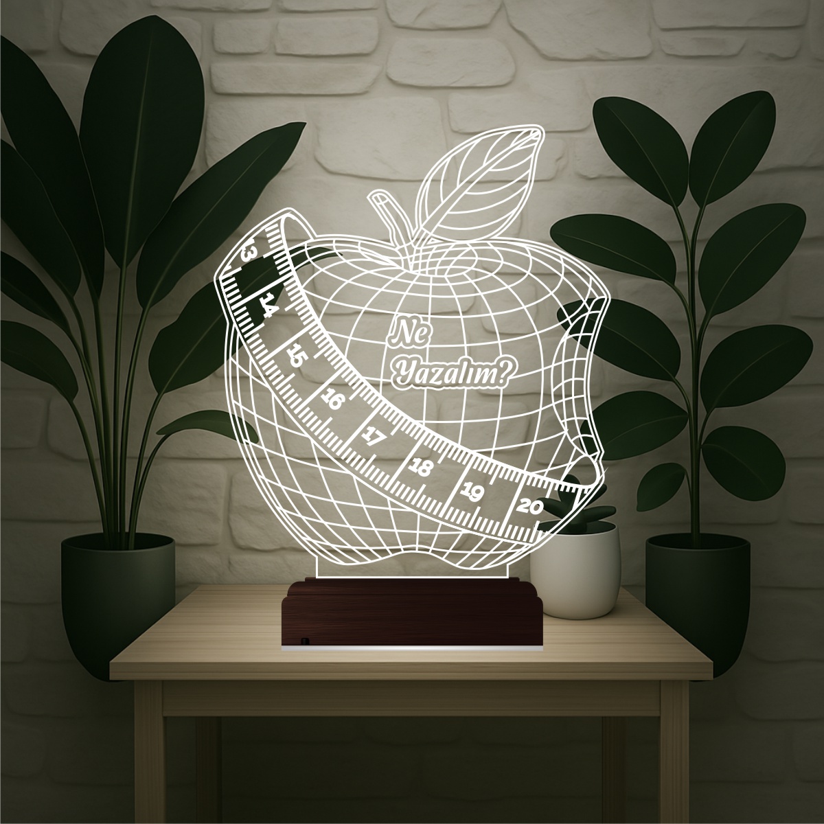 Яблоко и мерная лента — 3D LED Ночник | Подарок диетологу