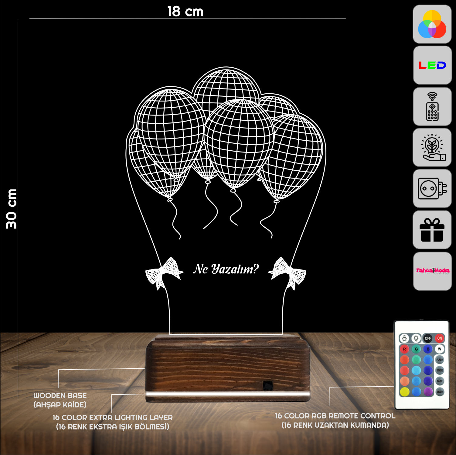 Воздушные шары — 3D LED Ночник | Подарок с вашей надписью