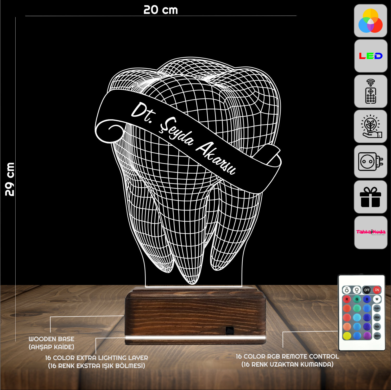 Зуб — 3D LED Ночник | Подарок стоматологу