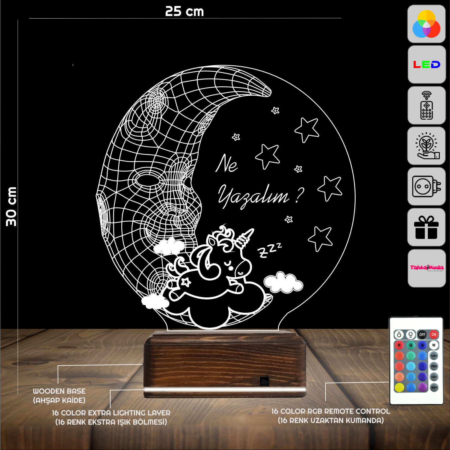 Единорог на Луне — 3D LED Ночник | Подарок ребёнку