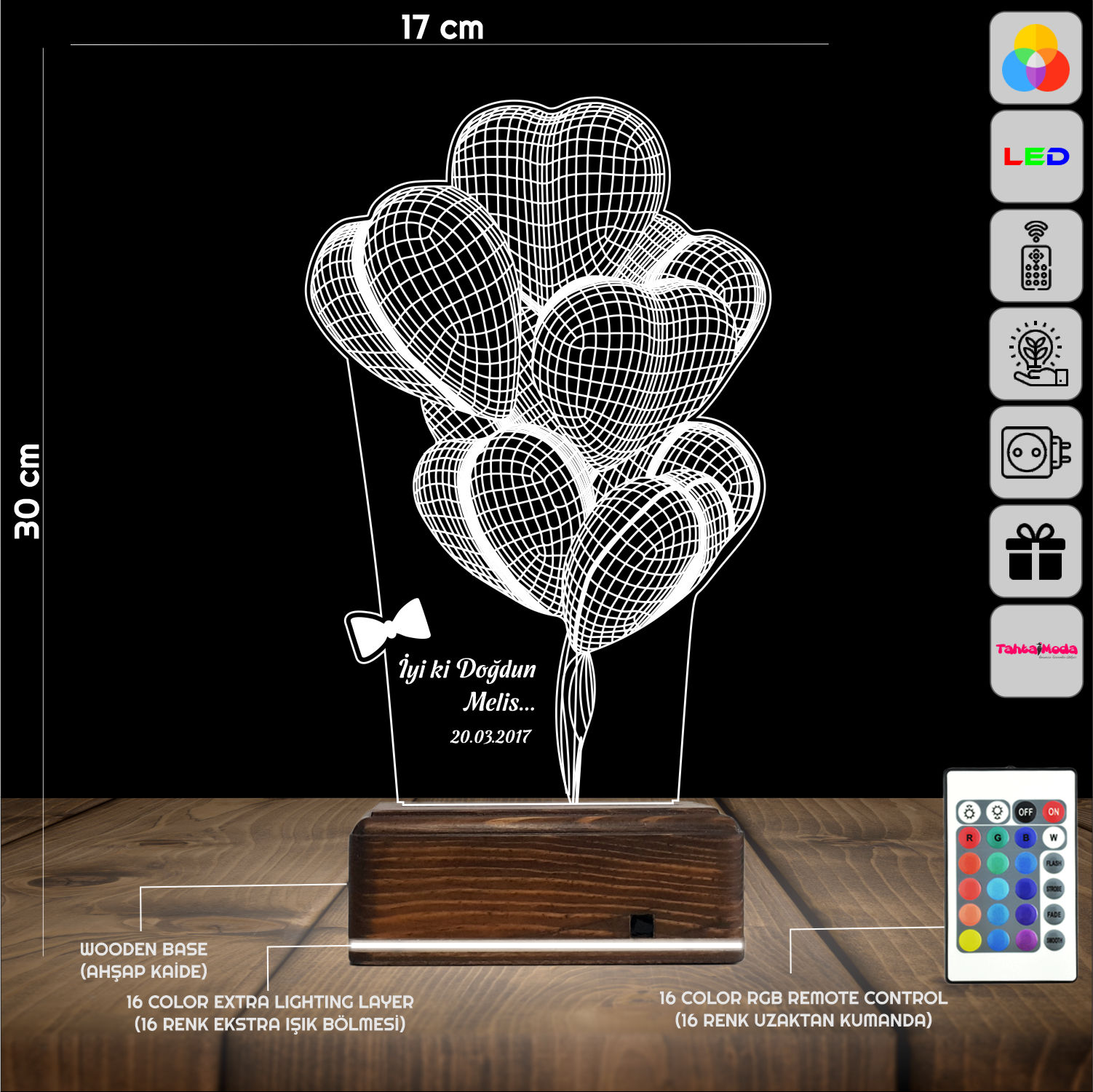 Воздушные шары с портретом — 3D LED Ночник | День рождения