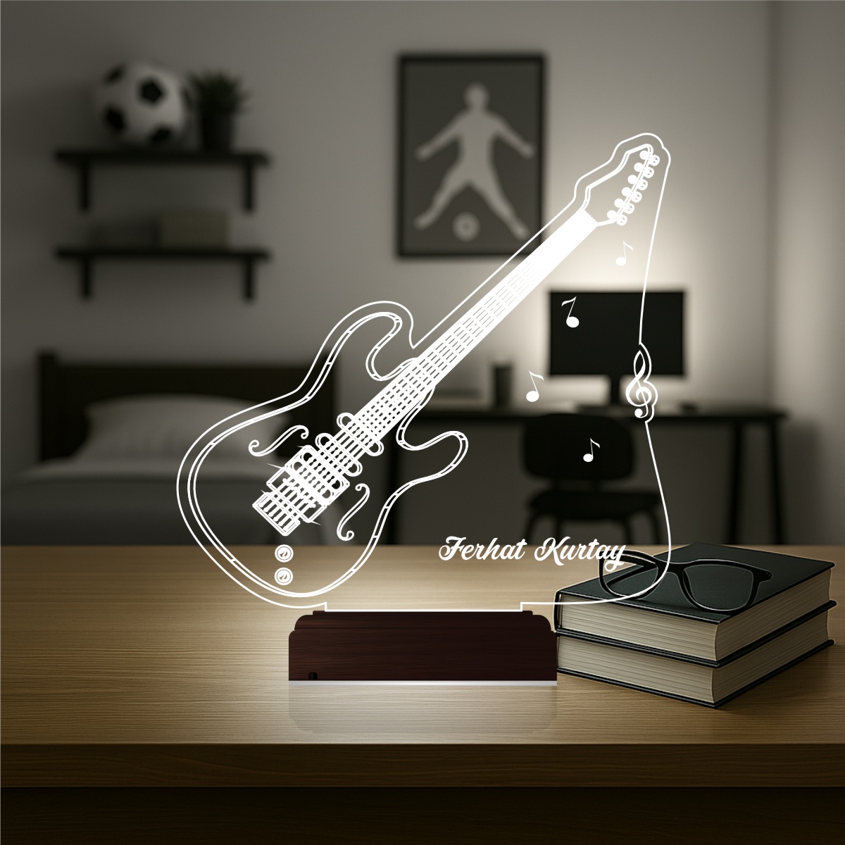 Гитара с именем — 3D LED Ночник | Подарок музыканту