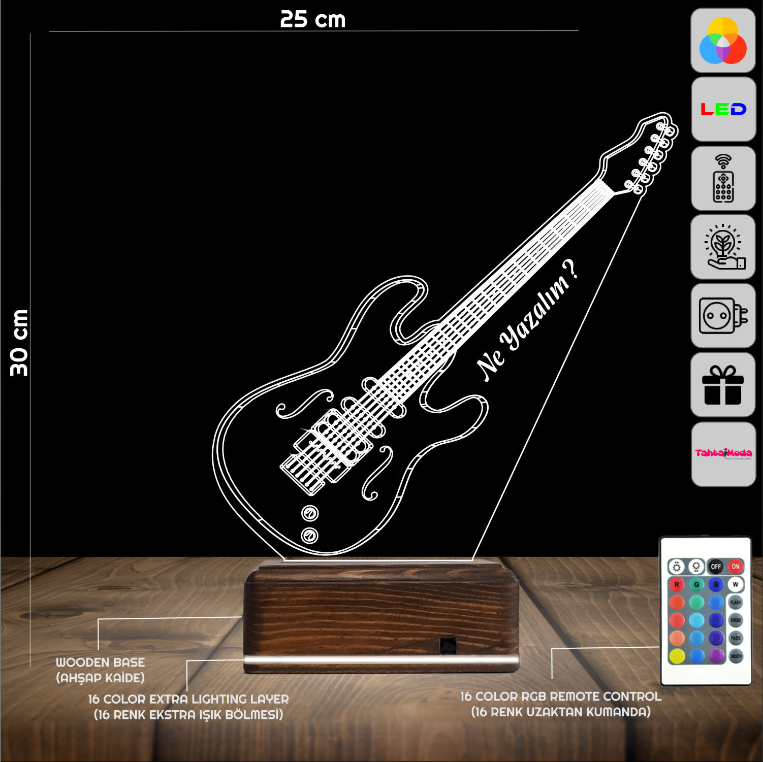 Гитара с именем — 3D LED Ночник | Подарок музыканту