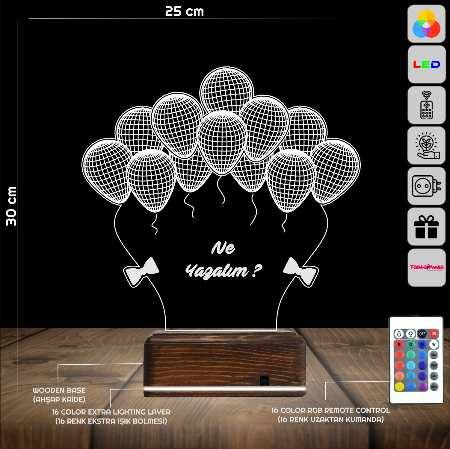 Воздушные шары — 3D LED Ночник | С индивидуальной надписью