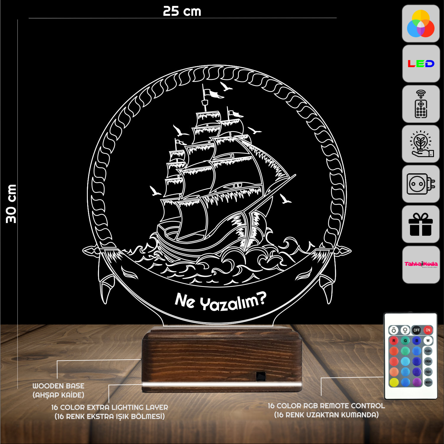 Парусник — 3D LED Ночник | Подарок мужчине