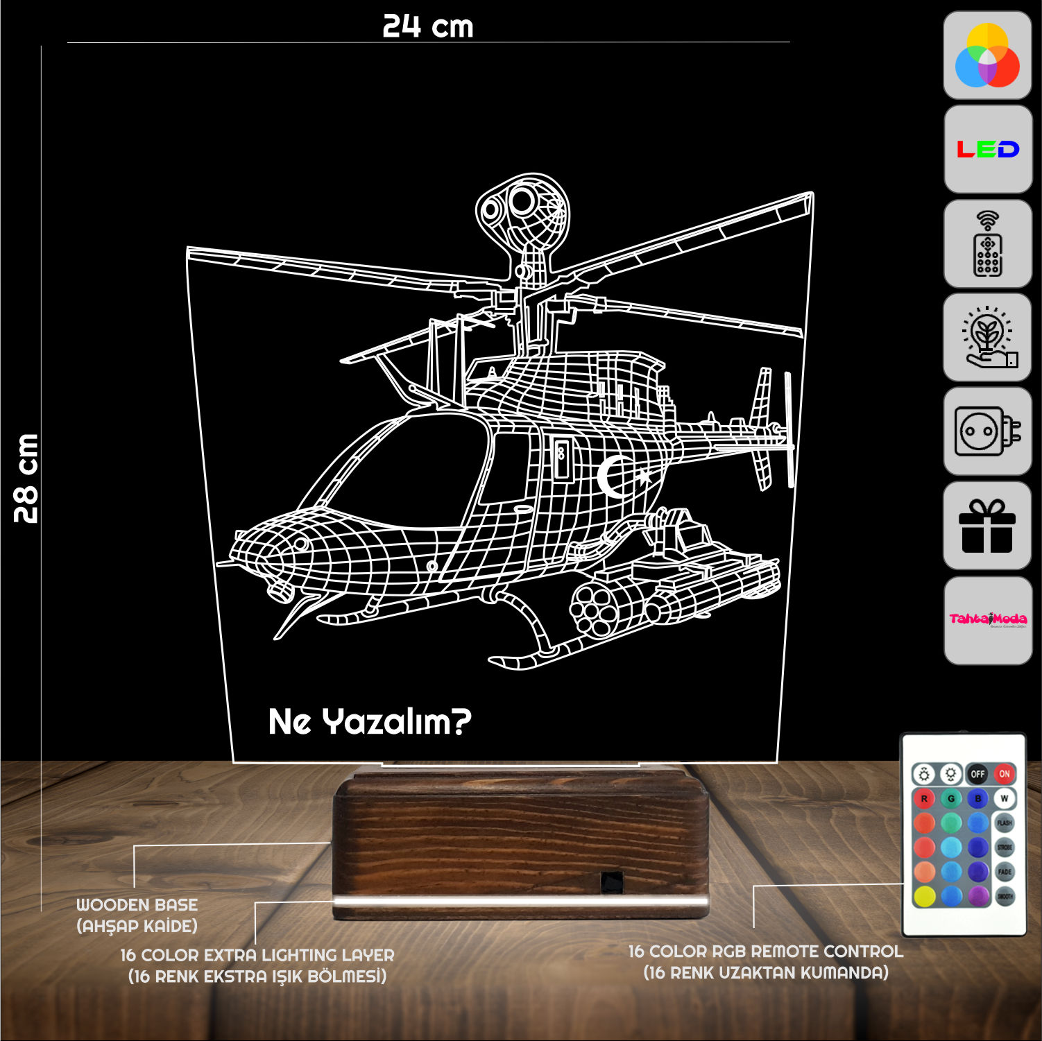 Подарок мужчине: вертолет 3d светильник 8