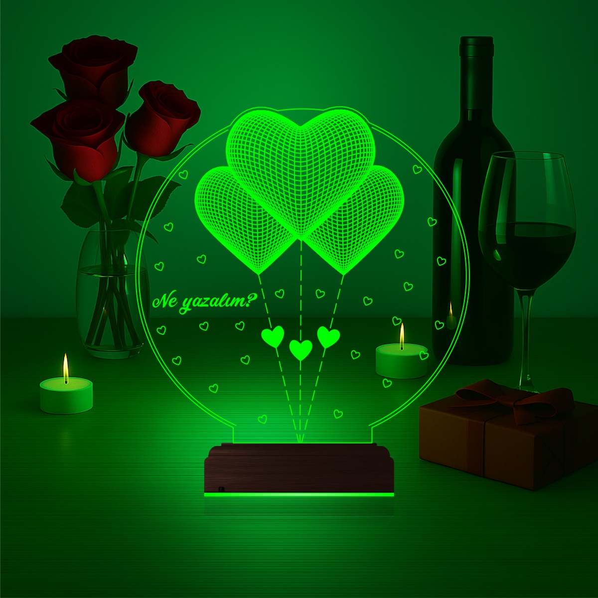 Подарок любимой: три сердца 3d светильник 5