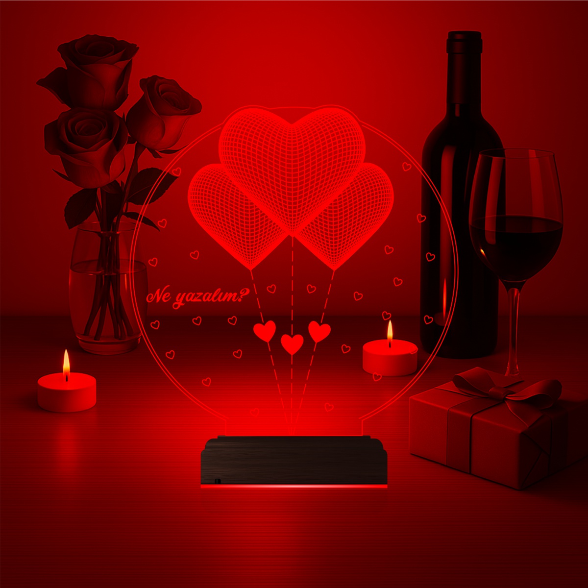 Подарок любимой: три сердца 3d светильник 6