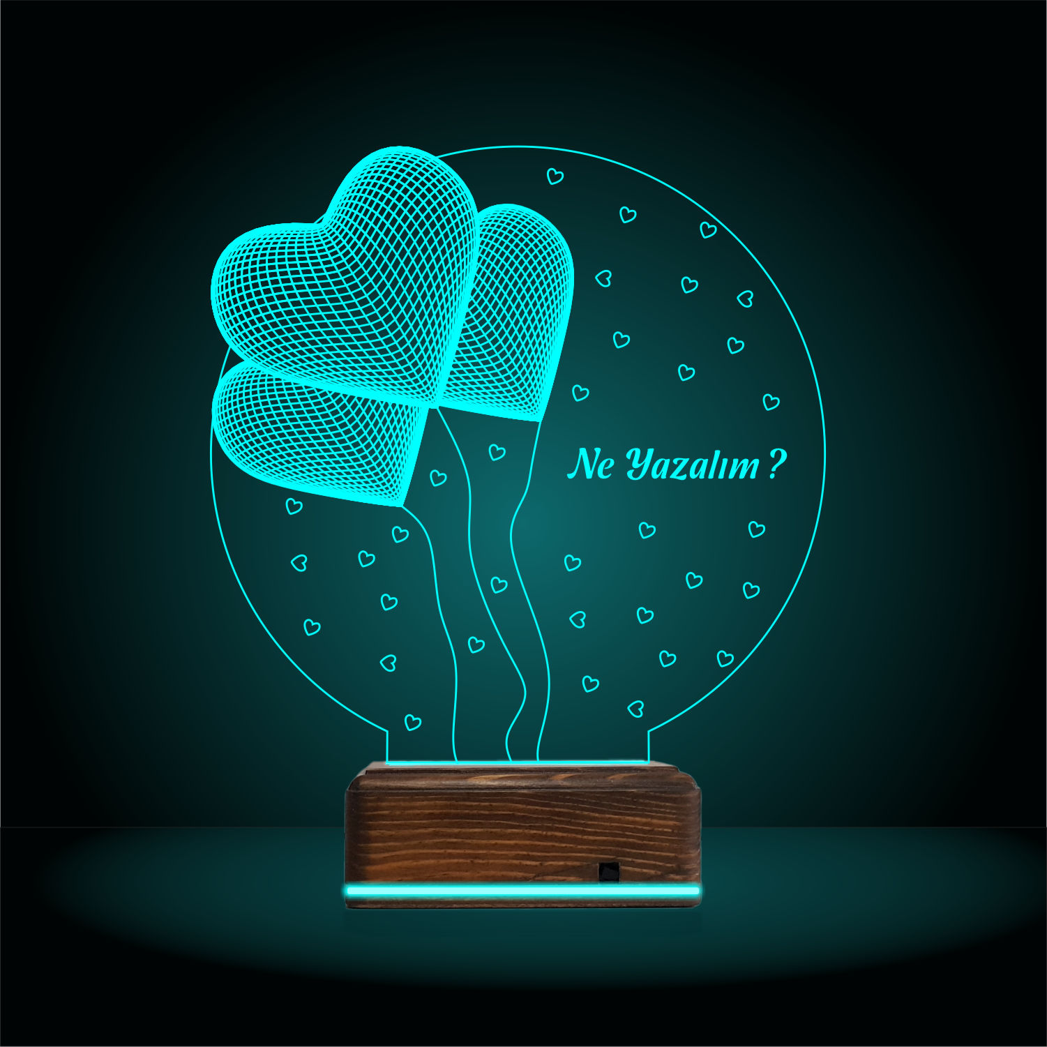 Подарок любимой: три сердца 3d светильник 7