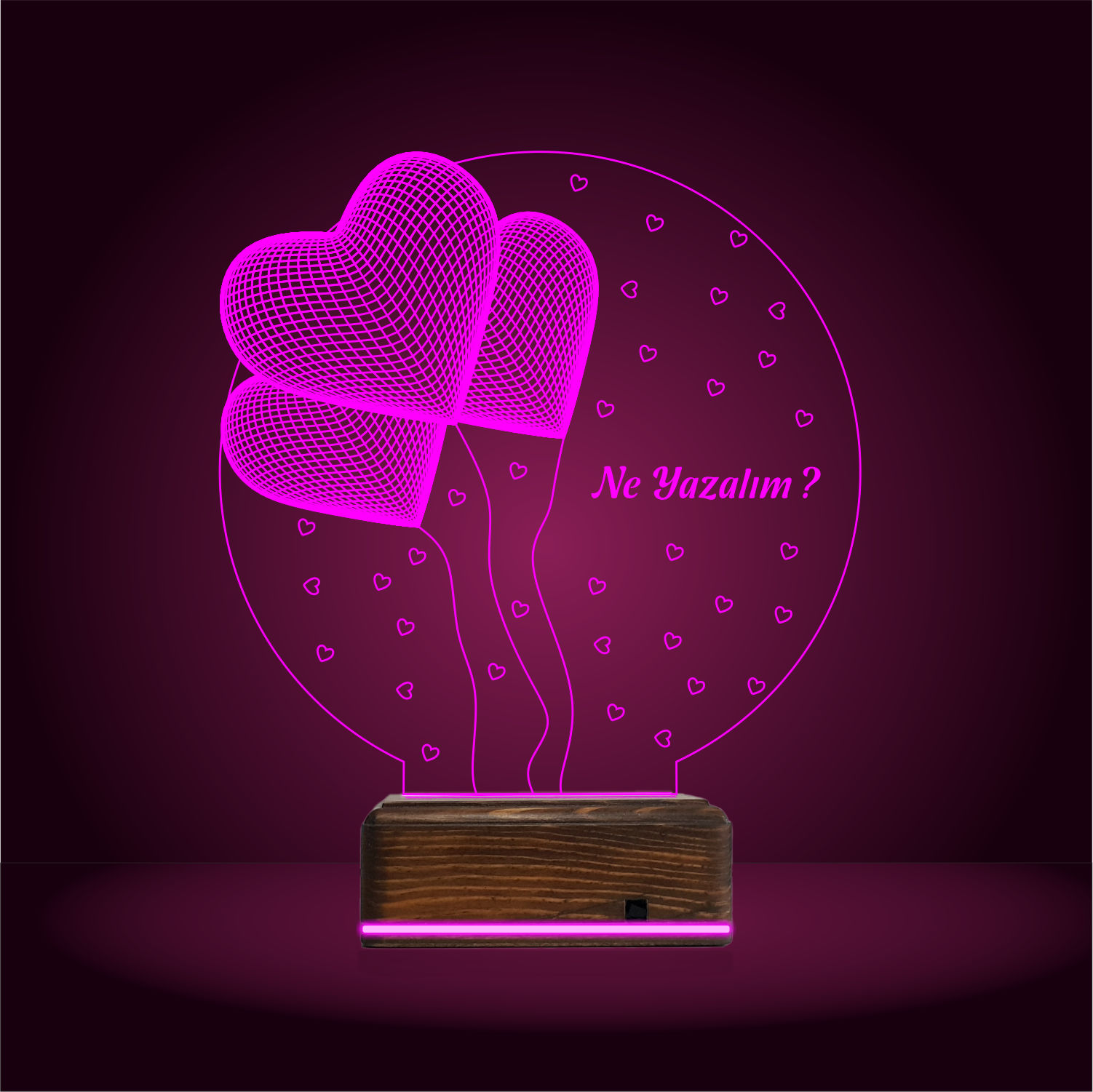 Подарок любимой: три сердца 3d светильник 8